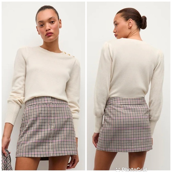 Veronica Beard Nelia Cashmere Pullover | Button Accent in Ivory Small NWT! - Picture 4 of 9